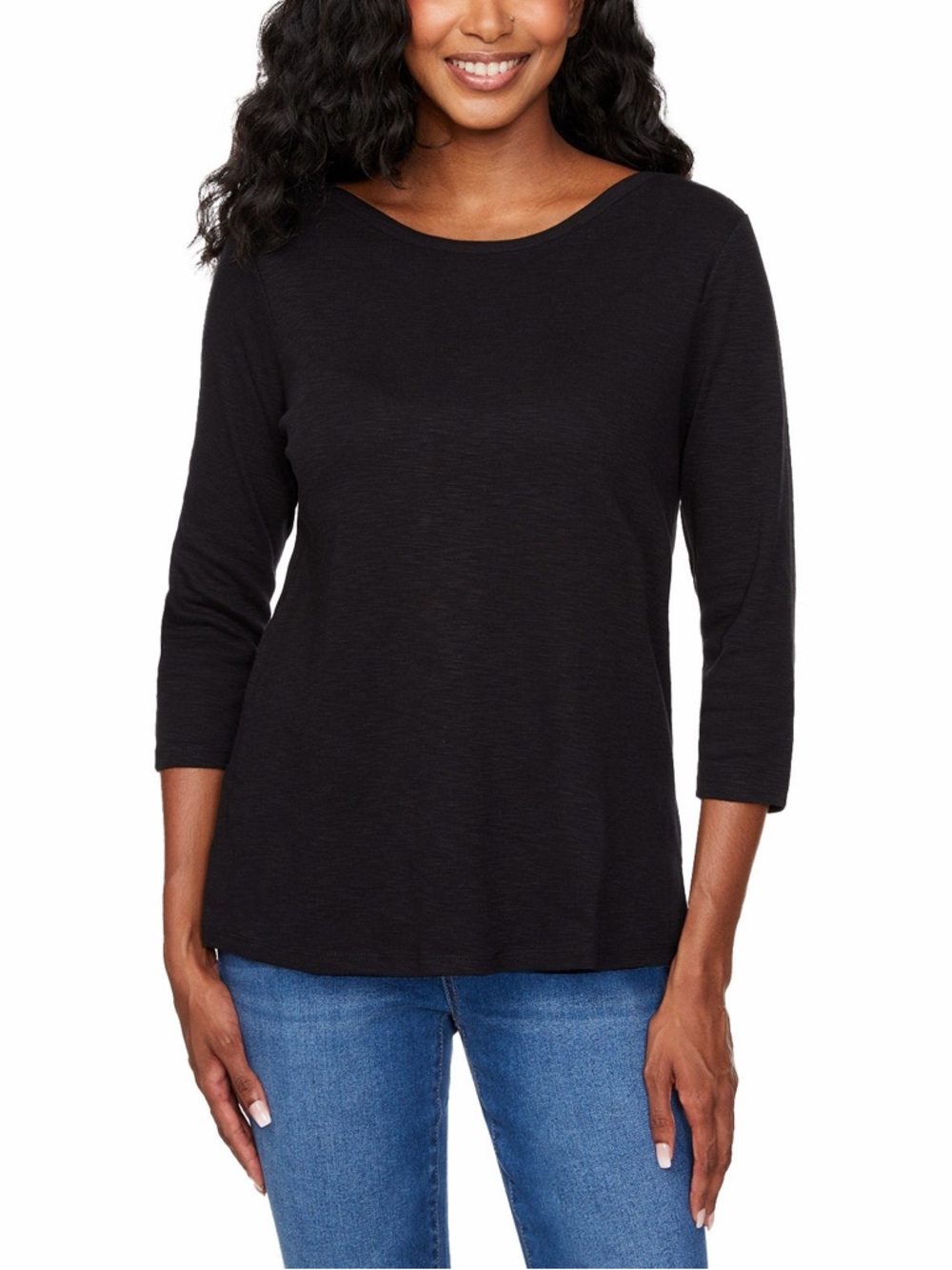 Kirkland Signature Black Long Sleeve Scoop Neck Tee